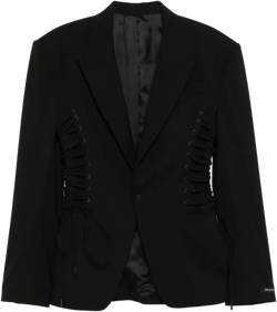 Laced-up Blazer In Black