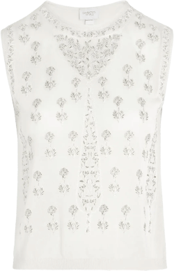 floral-embroidered tank top
