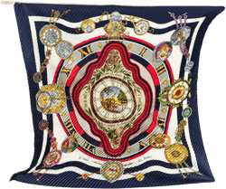20th Century Parmi Les Fleurs Je Compte Les Heures Plisse Silk Scarf scarves