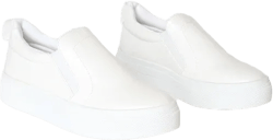 Cassay White Crocodile-Embossed Platform Slip-On Sneakers