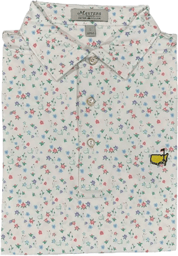 PETER MILLAR Masters Men's Performance Tech Azalea Caddie Golf Shirt Polo Large White,green