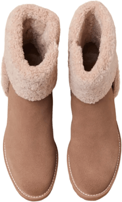 Hug H20 Mushroom Suede Leather Faux Fur Ankle Booties