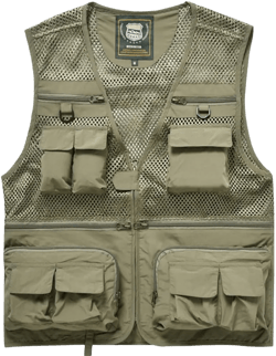 BaronHong Mens Summer Outdoor Work Safari Fishing Travel Photo Vest with Pockets Khaki Large