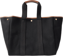 RUE DE VERNEUIL Extra extra large leather- and webbing-trimmed herringbone canvas tote