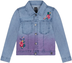Deux par Deux Girl Denim Jacket with Embroidery Floral Jeans Blue - 12-14 Years