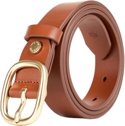 BEAU TODAY Women's Leather Belt for Jeans Dresses Pants Fashion Waist Belt Casual Dress Belt with Gold Buckle