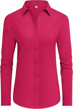 siliteelon Button Down Shirts Dress Shirts for Women Long Sleeve Womens Work Shirts Regular Fit Cotton Dress Shirts 3X-Large Red