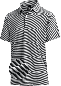 DEOLAX Mens Polo Shirts Classic Striped Golf Polo Shirts Short Sleeve Dry Fit Performance Wicking Moisture Polo Shirt for Men