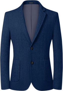 Mens Herringbone Tweed Blazer Vintage Wool Blend Sport Coat Jacket 2 Button Casual Wedding Groomsmen Prom Suit Navy Blue Small
