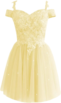 Tulle Homecoming Dresses for Teens Sparkly Short A-Line Puffy Glitter Lace Applique Prom Dress Formal Party Dress Yellow 8