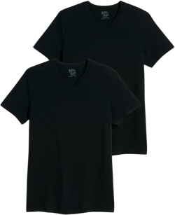 Jockey Men's Slim Fit Cotton Stretch V-Neck Undershirt - 2 Pack L Black