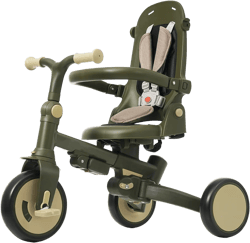 7-in-1 Foldable Toddler Tricycle with Adjustable Parent Handle, Removable Pedal, Canopy & Guardrail, Trike for Kids 12-72 Months,Dark Green - Merax