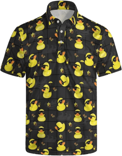 Men’s Golf Polo Shirts - Hawaiian Print Golf Shirt for Men Quick-Dry Moisture Wicking Casual Breathable Polo Shirt A Duck Large
