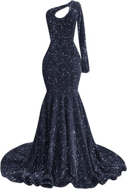 SOLODISH Women's Long Sleeve Sparkly Sequin Prom Dresses Long Corset Mermaid Formal Evening Gown Navy Blue 22 Plus