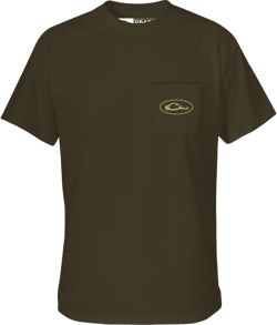 Drake Waterfowl Men's Old School Bar T-Shirt | Casual Lightweight Cotton Blend Tee with Back Logo Print & Front Chest Pocket | Amazon.com
