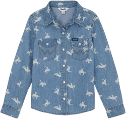 Wrangler Girls' Bucking Horse Denim Shirt