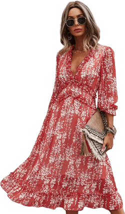 Fashion Long Sleeve Midi Dress