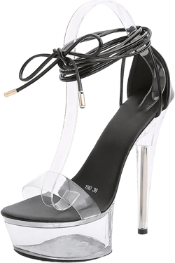 Amazon.com | Lace Up High Heels Clear Platform Stilletos for Women Butterfly Strappy Sexy Open Fashion Dressy Heels Sandals | Heeled Sandals