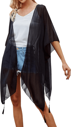 Boho Bathing Suit Cover Ups Womens Floral Kimono Print Cardigan Sheer Swimsuit Coverup Loose Sexy Bathing Suit