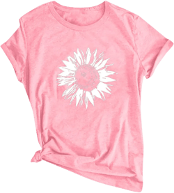 Summer Tops for Women 2025 Cute Floral Graphic Tees Crewneck Short Sleeve Shirts Dandelion Print Teen Girls Cotton Tshirts at Amazon Women’s Clothing store
