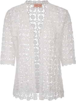 Belle Poque Women's Lace Shrug Cardigan Half Sleeve Scalloped Trim Crochet Bolero Jacket White XX-Large