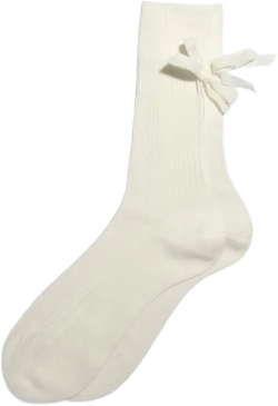 Maria La Rosa Cotton Ribbed Velvet Bow Socks