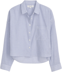 Cropped Jo Shirt in Striped Cotton Voile