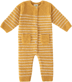 Long Sleeve Striped Jumpsuit - Fuzzy