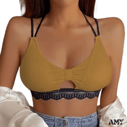 Amy Fashion - Leopard Sports Bra Tank Vest Lace Up Backless Crop Top
