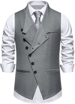 Solid Color European Size Oblique Placket Single-breasted Men's Suit Vest