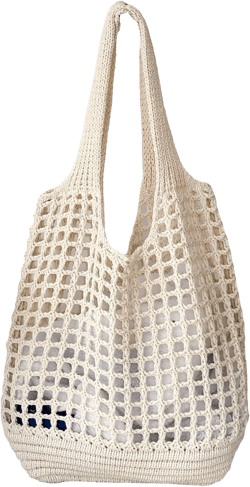 SweatyRocks Women's Crochet Beach Mesh Tote Bags Retro Hobo Knitted Fishnet Handbags One Size Beige