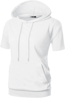 GIVON Women's Comfortable Short Sleeve Hoodie Pullover Hooded Sweatshirt with Kangaroo Pocket Medium Dcf169-white
