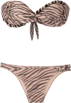 beaded zebra-pattern bikini set