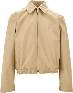 Logo Embroidered Zip-up Jacket In Beige