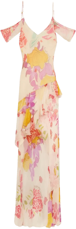 Flores chiffon maxi dress