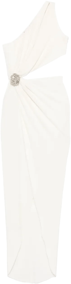 one-shoulder draped mini dress