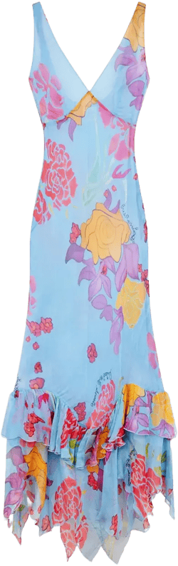 Flores chiffon maxi dress