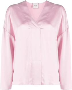 V-neck silk shirt