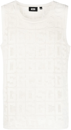 monogram macramé tank top