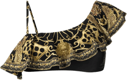 baroque pattern-print bikini top