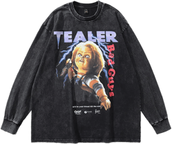 Men Long Sleeve Shirt Vintage Portrait Printing Long Sleeve T-shirt Washed and Worn Men and Women Autumn