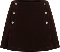 Velvet Mid Rise Double Breasted Mini Skirt