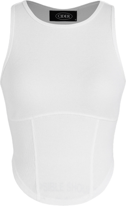 Solid Rib Corset Crop Tank Top