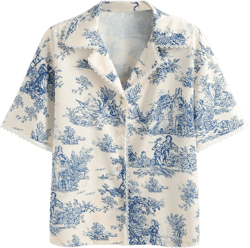 Toile de Jouy Lace Trim Shirt