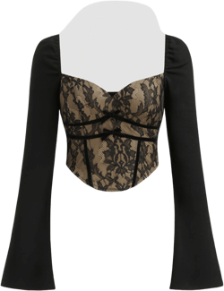 Lace Sweetheart Floral Bowknot Top