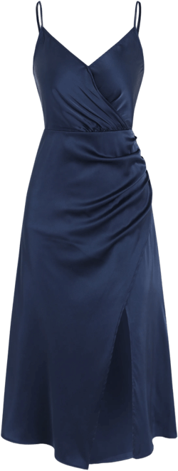 Solid Wrap Slit Midi Dress