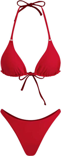 Halter Neckline Triangle Bikini Set
