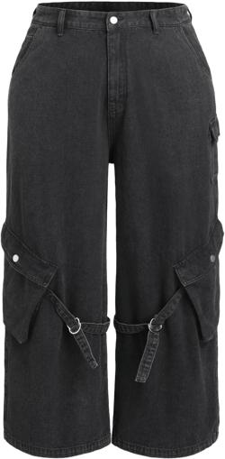 High Waist Pocket Cargo Jeans Curve & Plus