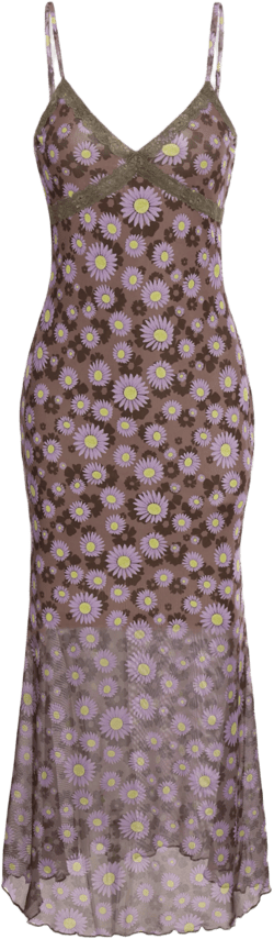 Mesh V-neck Cami Floral Maxi Dress