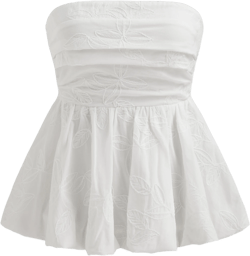 Floral Shirred Ruffle Hem Tube Top